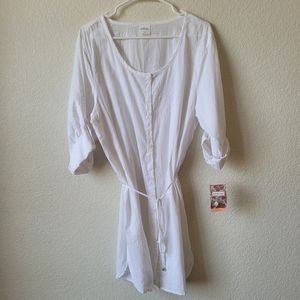 NWT Merona White Button Front Swim Cover-Up